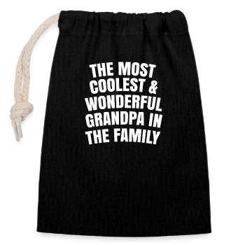 most coolest and wonderful grandpa in the family - Closable cotton gift bag (14x20cm) - black - Front