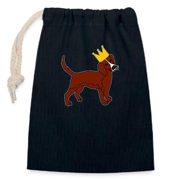 Hundekönig Krone Herrchen Frauchen - Verschließbarer Geschenkbeutel aus Baumwolle (14x20cm) - Navy - Vorne