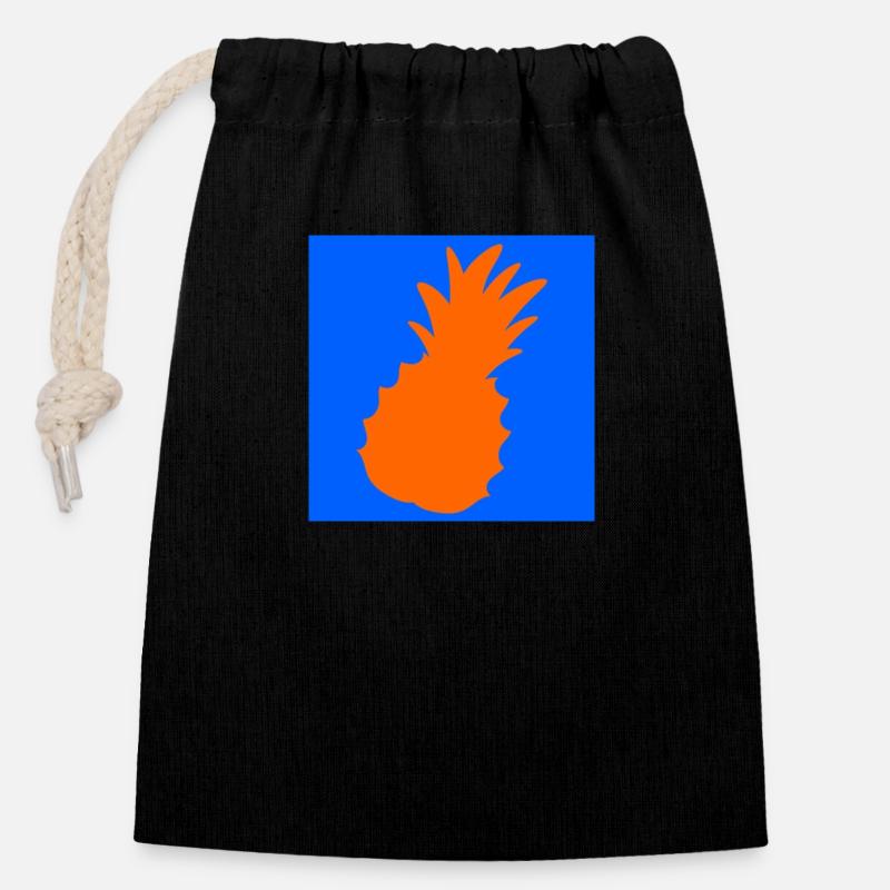 Pineapple Logo - Closable cotton gift bag (14x20cm) - black