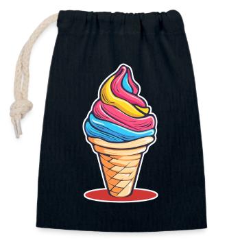 Arc-en-ciel de crème glacée - Sac cadeau en coton avec cordon (14 x 20 cm) - bleu marine - Devant