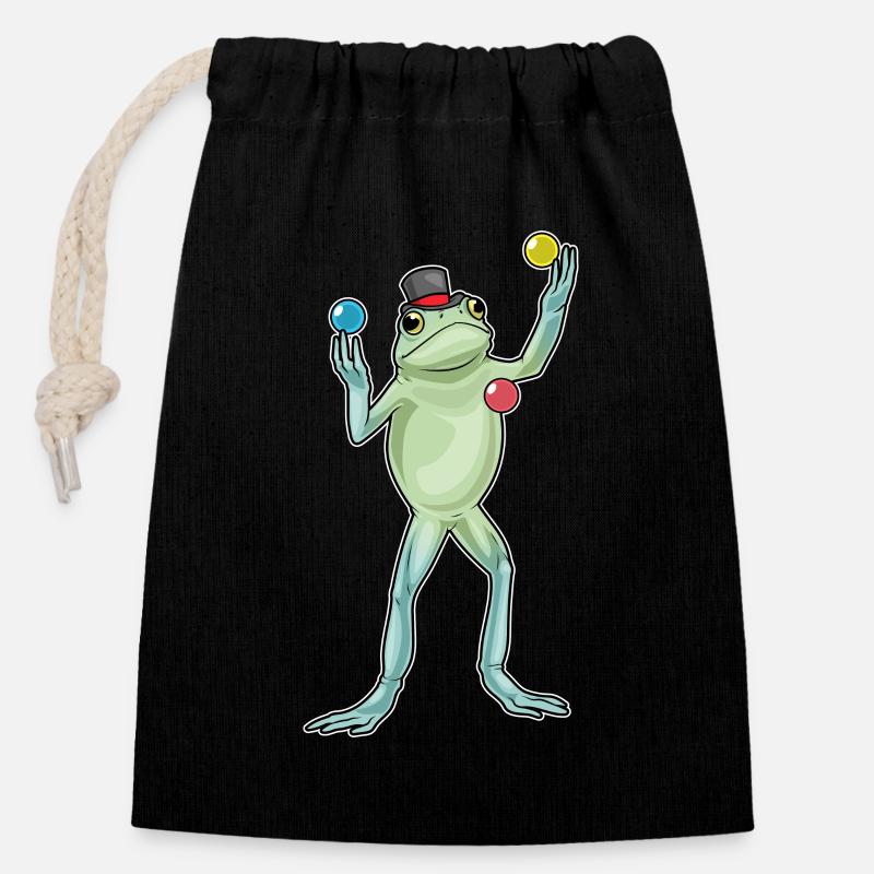 Frog juggler juggling - Closable cotton gift bag (14x20cm) - black