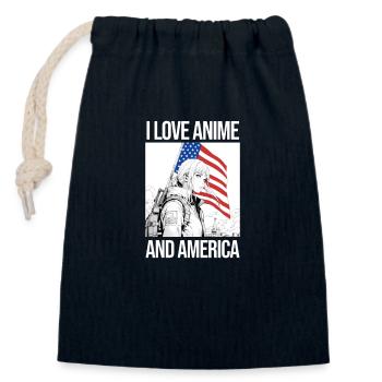 Ich liebe Anime und Amerika - Manga Stil. - Verschließbarer Geschenkbeutel aus Baumwolle (14x20cm) - Navy - Vorne