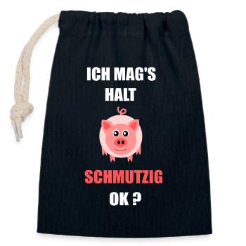Schwein Ich mag`s schmutzig - Verschließbarer Geschenkbeutel aus Baumwolle (14x20cm) - Navy - Vorne
