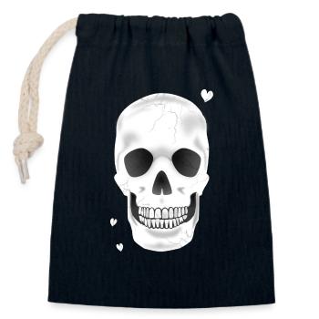 Crâne - Sac cadeau en coton avec cordon (14 x 20 cm) - bleu marine - Devant