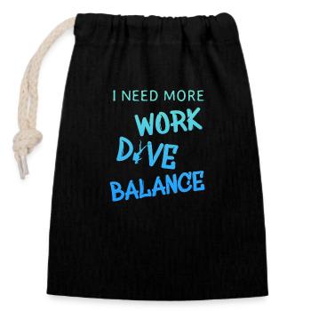 Work Dive Balance - Diver - Diving - Tauchen - Verschließbarer Geschenkbeutel aus Baumwolle (14x20cm) - Schwarz - Vorne