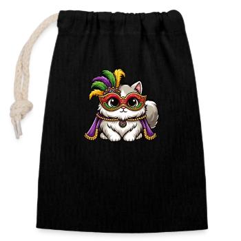 Mardi Gras Perserkatze Maskierte Katzenverkleidung - Verschließbarer Geschenkbeutel aus Baumwolle (14x20cm) - Schwarz - Vorne