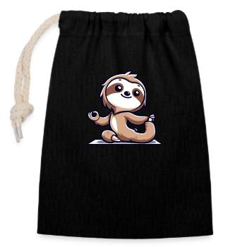 Sloth Yoga & Gymnastics Poses - Closable cotton gift bag (14x20cm) - black - Front