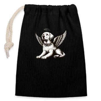 Labrador Angel Wings Black White Halo - Closable cotton gift bag (14x20cm) - black - Front