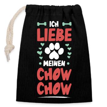 Ich liebe meinen Chow Chow - Verschließbarer Geschenkbeutel aus Baumwolle (14x20cm) - Schwarz - Vorne