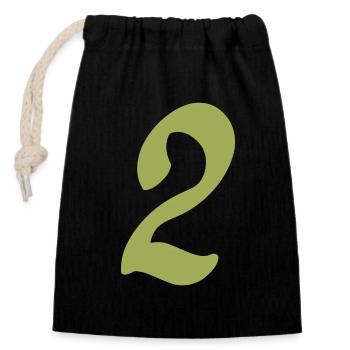 2 - Sac cadeau en coton avec cordon (14 x 20 cm) - noir - Devant