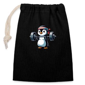 Fitness Penguin Dumbbell Training Bench Press - Closable cotton gift bag (14x20cm) - black - Front