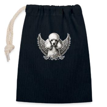 Elegant Poodle Angel with Wings Black White - Closable cotton gift bag (14x20cm) - navy - Front