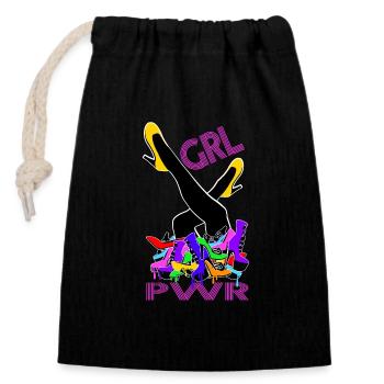 Girl Power High Heels Schuhe - Verschließbarer Geschenkbeutel aus Baumwolle (14x20cm) - Schwarz - Vorne