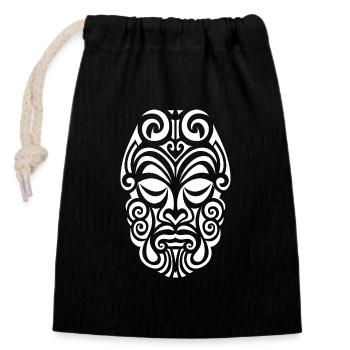 L'art fascinant du tatouage maori en blanc - Sac cadeau en coton avec cordon (14 x 20 cm) - noir - Devant