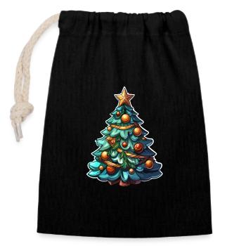 Sapin de Noël d’une classe à part - Sac cadeau en coton avec cordon (14 x 20 cm) - noir - Devant