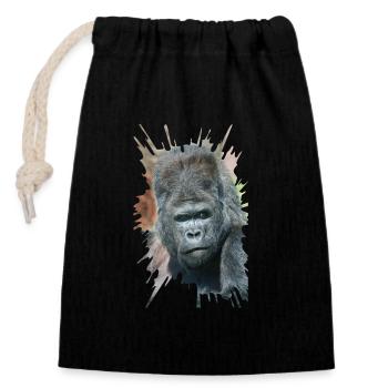Pose saisissante de Silverback Gorilla Dishi - Sac cadeau en coton avec cordon (14 x 20 cm) - noir - Devant