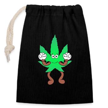 Der Bloom - Weed Cannabis Stoned Hanf Marihuana - Verschließbarer Geschenkbeutel aus Baumwolle (14x20cm) - Schwarz - Vorne