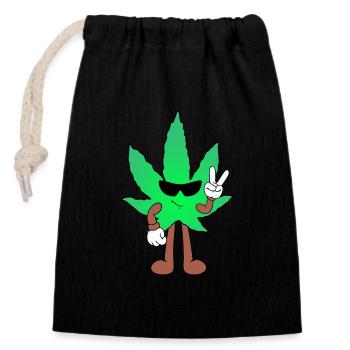 Der Bloom - Weed Cannabis Stoned Hanf Marihuana - Verschließbarer Geschenkbeutel aus Baumwolle (14x20cm) - Schwarz - Vorne