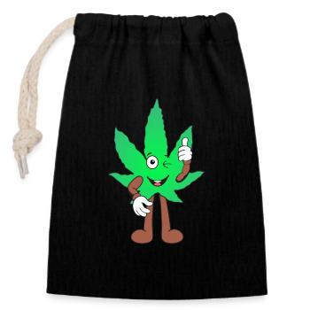 Der Bloom - Weed Cannabis Stoned Hanf Marihuana - Verschließbarer Geschenkbeutel aus Baumwolle (14x20cm) - Schwarz - Vorne