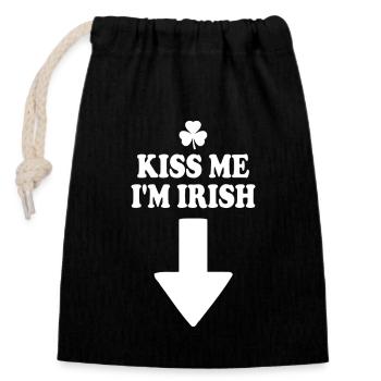 kiss me i'm irish - Verschließbarer Geschenkbeutel aus Baumwolle (14x20cm) - Schwarz - Vorne