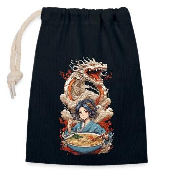 Ukiyo-E Ramen & Drache Anime Aesthetic - Verschließbarer Geschenkbeutel aus Baumwolle (14x20cm) - Navy - Vorne