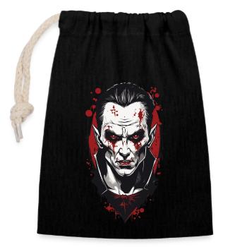 Rétro goule Vampire gothique nuit Halloween Design - Sac cadeau en coton avec cordon (14 x 20 cm) - noir - Devant