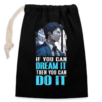 Citations de motivation de succès - Chemise d’anime - Sac cadeau en coton avec cordon (14 x 20 cm) - noir - Devant