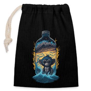 Monkey - Closable cotton gift bag (14x20cm) - black - Front