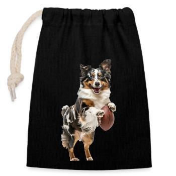 Australian Shepherd - Closable cotton gift bag (14x20cm) - black - Front