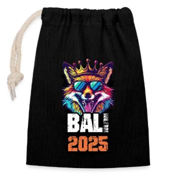 Bali 2025 Holiday Fox - Sac cadeau en coton avec cordon (14 x 20 cm) - noir - Devant
