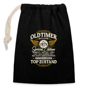 Oldtimer 1975 Jahrgang 50. Geburtstag Geschenk - Verschließbarer Geschenkbeutel aus Baumwolle (14x20cm) - Schwarz - Vorne