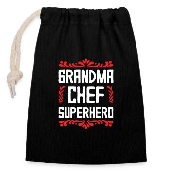 Mamie Chef Super-héroïne - Sac cadeau en coton avec cordon (14 x 20 cm) - noir - Devant