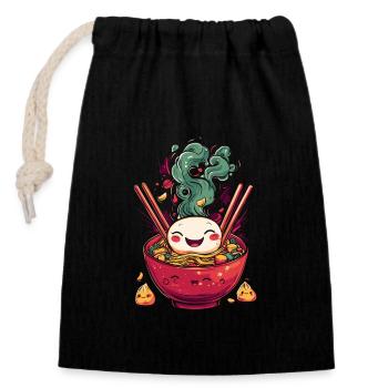 Bol de Ramen Gaï Kawaii Japon - Sac cadeau en coton avec cordon (14 x 20 cm) - noir - Devant