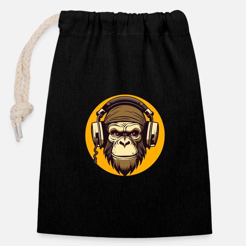 Gorilla Groove - Sac cadeau en coton avec cordon (14 x 20 cm) - noir