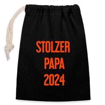 Proud Dad 2024 – for new fathers - Closable cotton gift bag (14x20cm) - black - Front