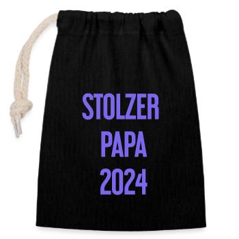 Proud Dad 2024 – for new fathers - Closable cotton gift bag (14x20cm) - black - Front
