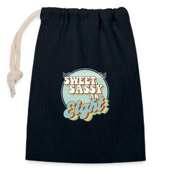 Sweet Sassy et 8 célébrant de fête du 8e anniversaire - Sac cadeau en coton avec cordon (14 x 20 cm) - bleu marine - Devant
