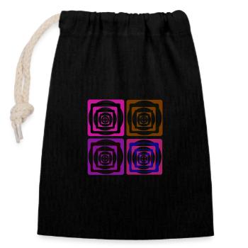 Art géométrique - Sac cadeau en coton avec cordon (14 x 20 cm) - noir - Devant