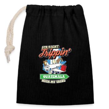 Voyage direct au Guatemala avec ma tribu - Sac cadeau en coton avec cordon (14 x 20 cm) - noir - Devant