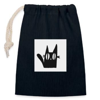 Mimi die schwarze Katze - Verschließbarer Geschenkbeutel aus Baumwolle (14x20cm) - Navy - Vorne