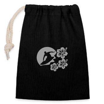 Surfeur - Sac cadeau en coton avec cordon (14 x 20 cm) - noir - Devant