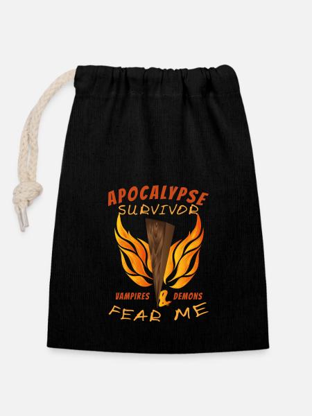 Apocalypse Survivor - Sac cadeau en coton avec cordon (14 x 20 cm) - noir