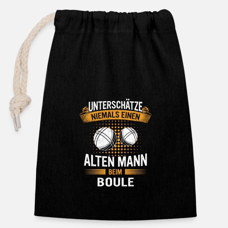 Boule Boccia Petanque Boulesport - Verschließbarer Geschenkbeutel aus Baumwolle (14x20cm) - Schwarz