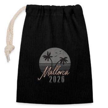Mallorca 2026 - Verschließbarer Geschenkbeutel aus Baumwolle (14x20cm) - Schwarz - Vorne