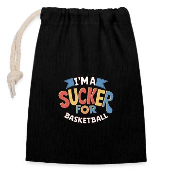 I'm A Sucker For Basketball - Closable cotton gift bag (14x20cm) - black - Front