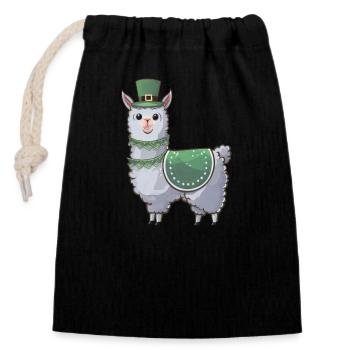 St. Patricks Day Süßes Lama Cartoon - Verschließbarer Geschenkbeutel aus Baumwolle (14x20cm) - Schwarz - Vorne