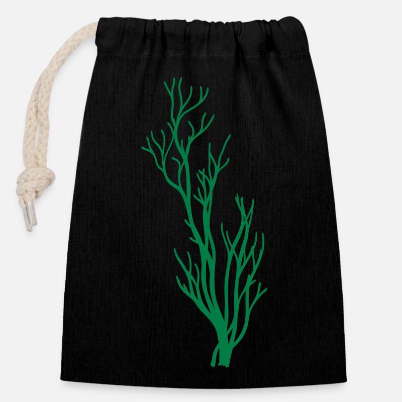 brousse algues sous-marine branche de corail geaeste pflan - Sac cadeau en coton avec cordon (14 x 20 cm) - noir