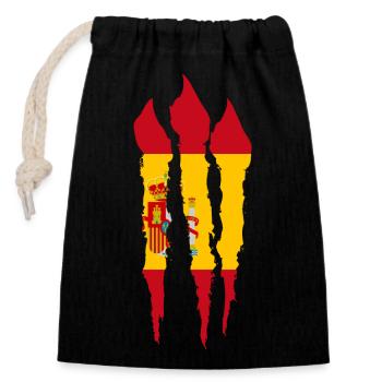 Spanien Flagge Kratzer Spanische Fahne Krallen - Verschließbarer Geschenkbeutel aus Baumwolle (14x20cm) - Schwarz - Vorne