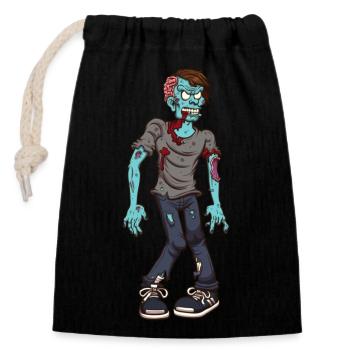 Zombie - Verschließbarer Geschenkbeutel aus Baumwolle (14x20cm) - Schwarz - Vorne