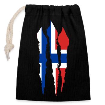 Norwegen Flagge Skandinavien Norwegische Fahne - Verschließbarer Geschenkbeutel aus Baumwolle (14x20cm) - Schwarz - Vorne